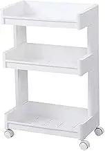 Bathroom Shelf Shower Organiser Floor-Standing Punch Free Multifunction Mobile Drain Plastic Kitchen 3/4 Tier White