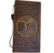 Genuine Leather case for Iphone 14 13 12 15 Pro Max Wallet XR 8 The Tree of Life