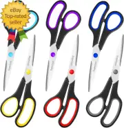 Scissors Set of 6-Pack 8" Scissors All Purpose Comfort-Grip Handles Sharp Scisso