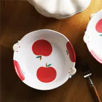 在飛比找ETMall東森購物網優惠-日式手繪啞光餐具 可愛浮雕刺猬蘋果陶瓷大面碗水果麥片沙拉湯碗