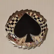 ACE OF SPADE PLAYING CARDS CHECKERED FLAGS Metal Belt Buckle