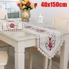 Embroidered Table Runner Dining Room Fabric Vintage Washable Accessories