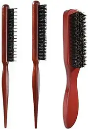 3Pcs Boar Bristle Brush Slick Back Teasing Bristle Hair Brush,Wooden Handle Bristle Slick Back Teasing Boar Bristle Sleek Styling Hair Brushes,Wooden Boar Bristle Teasing Hair Brushes