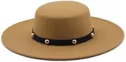 [SLEDEZ] Men's Bowler Hats Men Women Bowler Hat Large Brim Vintage Flat Top Large Brimmed Felt Hat