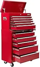 Giantz Tool Cabinet Rolling 14 Drawer Storage Trolley, Industrial Toolbox Accessories Workshop Steel Garage Repair Mechanic Organizer Warehouse, Lockable Wheels Metal Red