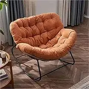 CADYNN Oversized Outdoor Patio Rocking Chairs with Padded Cushion Rattan Rocker for Front Porch, Garden, Patio, Backyard(Orange)
