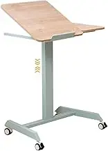 Sit Stand Desk Standing Desk Adjustable Height Conference Room Speech Lift Stand Up Desk, Flip-Over Mobile Workbench with Brake Rollers, Hook+Cup Slot(Green)