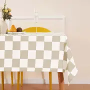Checkered Table Cloth Square Tablecloth, Beige Farmhouse Classic Checkerboard Ta