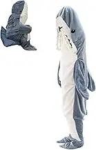 Shark Blanket, Shark Blanket with Hood, Portable Fleece Blanket, Portable Shark Blanket for Adults, Super Soft Cozy Shark Sleeping Bag for Adults (190cm)