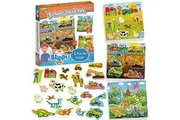 Blippi Toys for Kids by Creative Kids - 3 Chunky Puzzles for Toddlers - Wooden Animal Dinosaur Construction Puzzles - Toddler Puzzles Educational Learning Gifts Wooden Toys for Kids Ages 2+