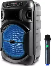 8 Inch Portable 800 W Bluetooth Speaker W/Woofer & Tweeter, Festival PA LED, Blu