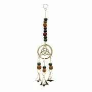 Triquetra With Rudraksh Brass Hanging Bell Wind Chime Wicca Symbol Metaphysical