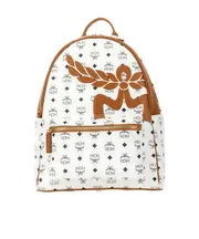 MCM Medium Stark Mega Laurel Visetos Zipped Backpack One size White