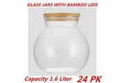 24 x Glass Jar Food Storage Bottles Sealed Cans Bamboo Lid Air Tight Container 1.6L