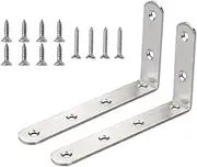 uxcell 2pcs Angle Bracket Stainless Steel 125x75mm Corner Brace Fastener L Shaped Right Angle Brackets Corner Protector Shelf Support with Screws for Furniture