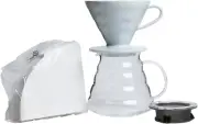 V60 Coffee Pour over Kit Bundle Set - Comes with Ceramic Dripper, Range Server G
