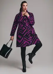 [TS] Taking Shape Deco Brushed Knit Coat Size 18 in Pink Orchid / Black - Plus Size Women's Clothing Pink Orchid / Black