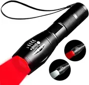 YZYOE Rechargeable 2-in-1 Flashlight With White and Red LED Lights, 2 Modes, Outdoor Variable Focus Portable Mini