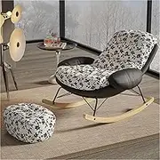 VERYMUSH Glider Rocker with High Backrest Modern Recliner Rocking Chair for Living Room Cozy Reading, Bedroom(Flowers+Black)