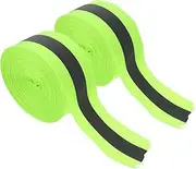 HEATSHAKING 2pcs High Visibility Reflective Fabric Strips for Sewing Wide Safety Reflective Tape Fluorescent Cloth for Outdoor Sports Bags and Protective Gear