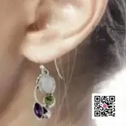 Peridot Amethyst Rainbow Moonstone 925 Sterling Silver Dangle Fashion* Earrings
