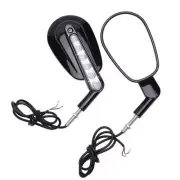 Black Rear View Mirrors W/ LED Turn Signals For Harley Davidson VROD VRSCF 09-17
