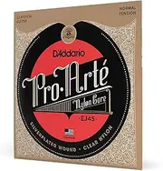 D'Addario Guitar Strings - Pro-Arte Classical Guitar Strings - EJ45 - Nylon Guitar Strings - Silver Plated Wound, Nylon Core - Normal Tension, 1-Pack