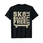 男士純棉 T 恤 SK8 BOARD FREE STYLE COOL SKATEBOARD FREESTYLE SKAT