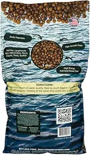 Natural Waterscapes Game Fish Food Variety | Pond and Lake Fish Food Pellets | 15 Lb Bag | Feed to Bass, Bluegill, Trout | Premium Mix of Floating and Sinking Pellets