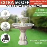 Solar Power Fountain Birdbath Water Feature Pond Garden Waterfall Decoration