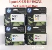 4 Pack OEM HP 962 XL Black Color Ink Set 962xl Magenta Cyan Yellow Box EXP 22-23