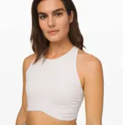 Lululemon NWT Always Aligned Bra cross back sports - Sz 4 Light Chrome Gray