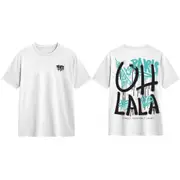 100% Cotton Bonjour Paris "Oh La La" T-Shirt Eiffel Tower France Street Tops Tee - White