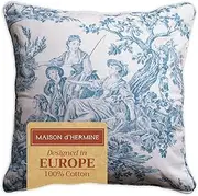 Maison d' Hermine Decorative Pillow Covers 18 x 18 Inch Square 100% Cotton Throw Pillow Covers with Invisible Zipper for Living Room Couch, Chair, Sofas, Bedroom, Home (The Miller - Denim)