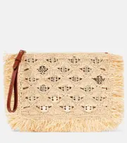 [Rabanne] Rabanne Embellished raffia clutch One Size neutrals