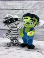 Zombie & FrankensteinMonster Mash Plush Animated Moving Halloween Prop NEW! LOT2