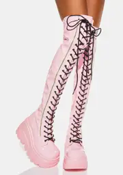 [Demonia] Pink Holographic Shaker-374 Thigh High Boots