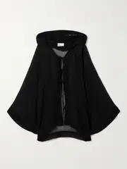[Lisa Marie Fernandez] Lisa Marie Fernandez - Hooded Crinkled Linen-blend Gauze Cape - Black - 3 3 Black
