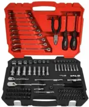 BOXO USA 108-Piece SAE 1/4" & 3/8" Drive 6-Point Socket, Wrench & Screwdriver...