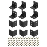 12Pcs 27x28x27mm Nylon Shelf Right Angle Brackets with Screws (Black)