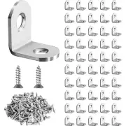 50Pack Stainless Steel L Shaped Bracket Corner Brace for Shelves Wood Furniture