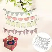 4pcs Triangle Bunting Dies for Card Making，4pcs Triangle Bunting Cutting Dies Cut Stencils for DIY Scrapbooking Photo Album Decorative Embossing Paper Dies for Card Making Templated+Cute Brooch Pin