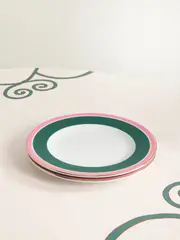 [La DoubleJ] La DoubleJ - Set Of Two 26cm Printed Gold-plated Porcelain Dessert Plates - Green - One size One size Green