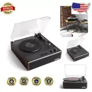 Stylish Espresso Bluetooth Turntable with Bluetooth Streaming & 2-Way Speakers