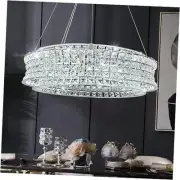 Modern Crystal Chandelier for Living Room, LED Chrome Pendant Lights, Round