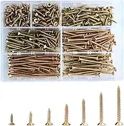 YMAISS 500pcs M4 High Hardness Drywall Screws Assortment Kit, Self-Tapping, Wood Screws, Coarse Thread, Phillips Drive, Flat Head, Countersunk, 7 Sizes, Yellow Zinc Plated Finish