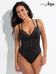 Pour Moi Black Sydney Double Strap Underwired Swimsuit (Q74161) | $127