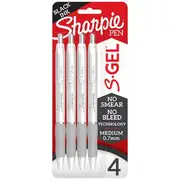 Sharpie S-Gel Retractable Gel Pen White Barrel Black 4 Pack