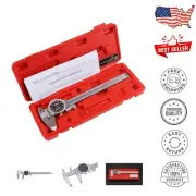 Satin Chrome 0-6" Dial Caliper - Red Needle, Inside & Outside Measurements
