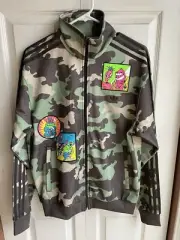 NWT Adidas Jeremy Scott Green Camouflage Track Jacket L/S RARE $180 Sz Small